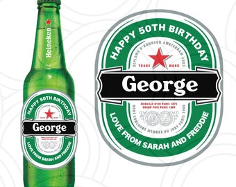 Personalised Heineken With Name Bottle Label Happy Birthday For Any Occasion Sticker Unique Fun Gifts Party Custom Wedding Drink Labels