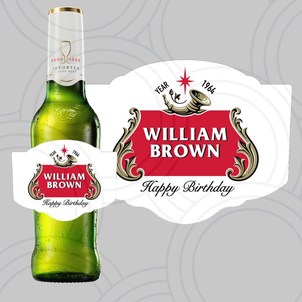 Custom Personalised Stella Beer Bottle Year Label Happy Birthday For Any Occasion Sticker Unique Fun Gifts Name Party