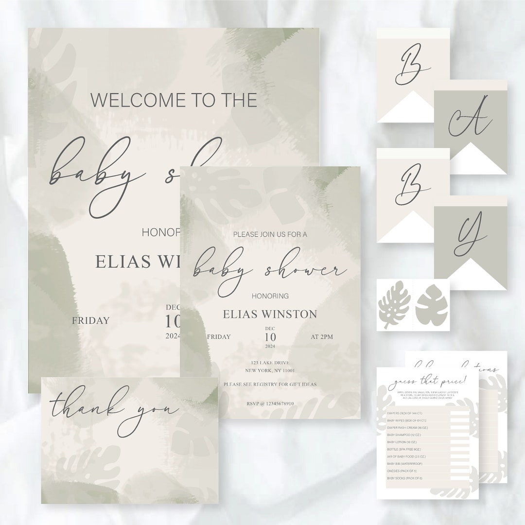 Printable Baby Shower 20pc Bundle. Jungle Gender Neutral Party ...