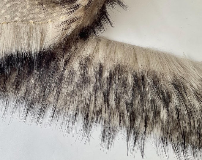 Luxury Faux Fur Trim: Beige With Black Tips, 3