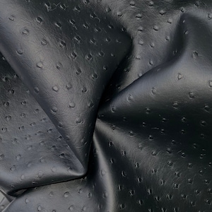 Faux Black Leather Fabric, Ostrich Texture Faux Leather, Vinyl Black Craft Material, Fake Black Leather, Upholstery Vinyl, Black Leatherette