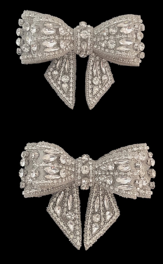 Rhinestone Bow Clip: Detachable Coquette Accessory for Shoes, Purses, Pets