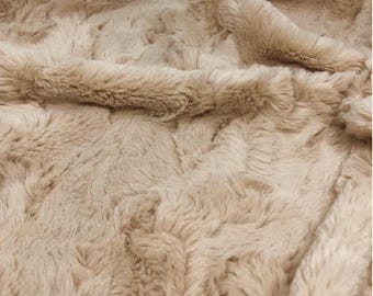 Beige Rabbit Faux Fur Fabric, Soft Plush Material for Dolls, Toys and Crafts
