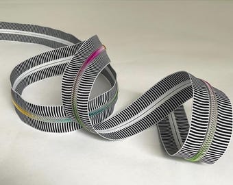Striped Zipper Tape by the Yard, Metal Colorful Zipper, Bag Making