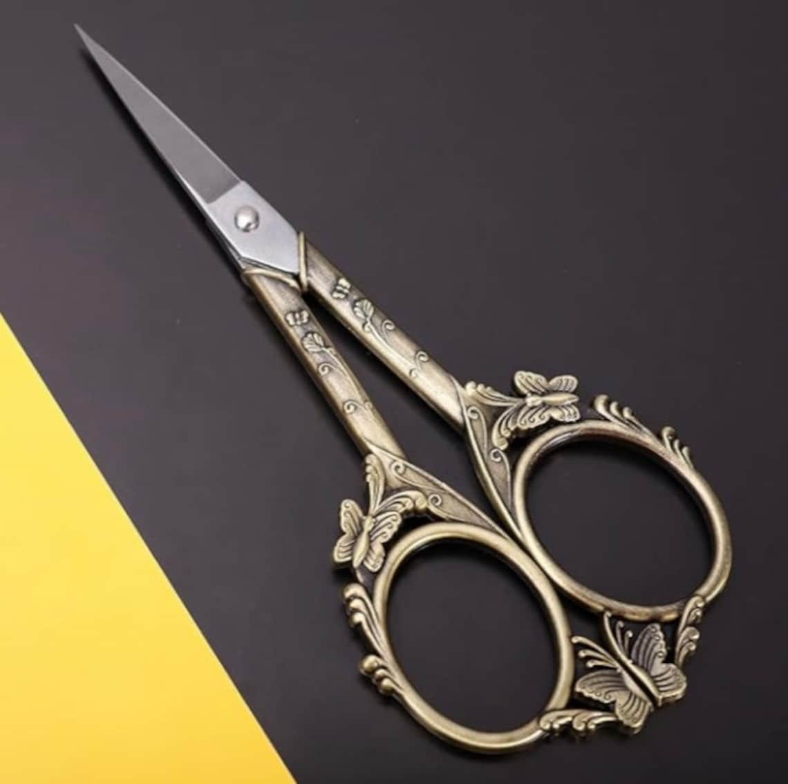 Vintage Bronze Embroidery Scissors: Butterfly & Bird Design - Etsy