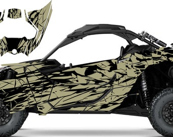 CANAM Attack Tan - Graphics Kit, Canam Decals, UTV Stickers, Custom UTV Decals, Number plate, Race number