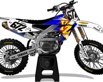 YAMAHA YFZ Retro - Graphics Kit, Motocross Graphics, Decal Kit Custom, Free shipping, dirt bike, motorcycle, Number plate, Race number