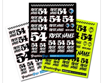 Ripper - Sticker Sheets - CUSTOM sticker sheets, Rider Name, Rider Number, Motocross stickers, moto stickers, motocross, racer decals