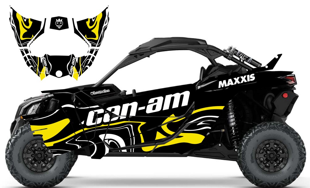 CANAM Marble Yellow Graphics Kit, Canam Decals, UTV Stickers, Custom