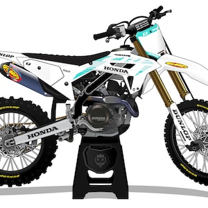 HONDA CRF OEM teal - mx graphics, moto graphics, dirt bike graphics kit, bike graphics kit, dirt bike race decal, Honda Graphics Decal Wrap