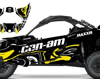 CANAM Marble Yellow - UTV Graphics Kit, Buggy Decals, Utv Stickers, Custom utv graphics, UTV Canam, Number plate, Race number