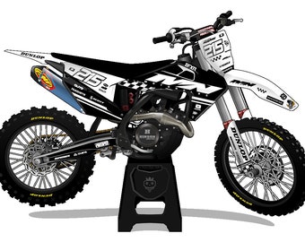 HUSQVARNA Checkers - mx graphics kit, moto graphics, dirt bike graphics kit, bike graphics, dirt bike race decal, Husky Graphics Decal Wrap