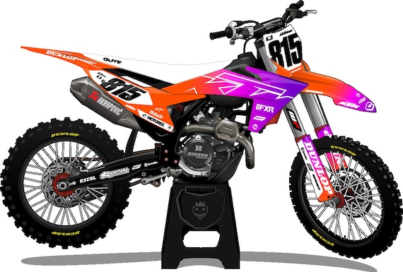 KTM Sunset Graphics Kit, Motocross Graphics, Decal Kit Custom