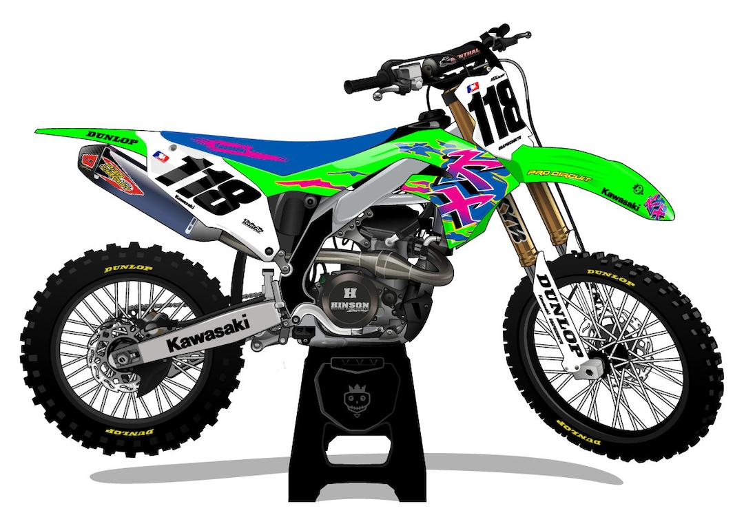 KAWASAKI Retro - Graphics Kit, Motocross Graphics, Decal Kit