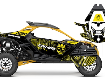 2024 CANAM Maverick R Marble Yellow Graphic SXS - Canam Graphics Kit, Utv Decals, Canam Fender Stickers, Custom UTV Graphics Kit