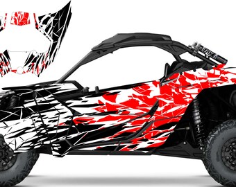 CANAM Attack Black - UTV Graphics Kit, Canam Decals, Canam Fender Stickers, Custom UTV Body Graphics, Canam Plastics