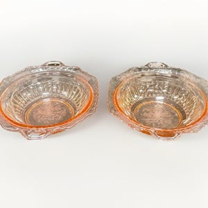 2 Pink Depression Glass Mayfair Open Rose Serving Dishes Handles Anchor Hocking