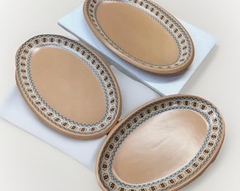 Dowan serveringsfat set med 3 graderingsstorlekar oval persikabrun sydvästlig stil