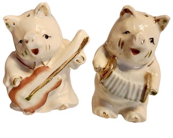 Vintage PIGS con instrumentos musicales Salero y pimentero Set Japón