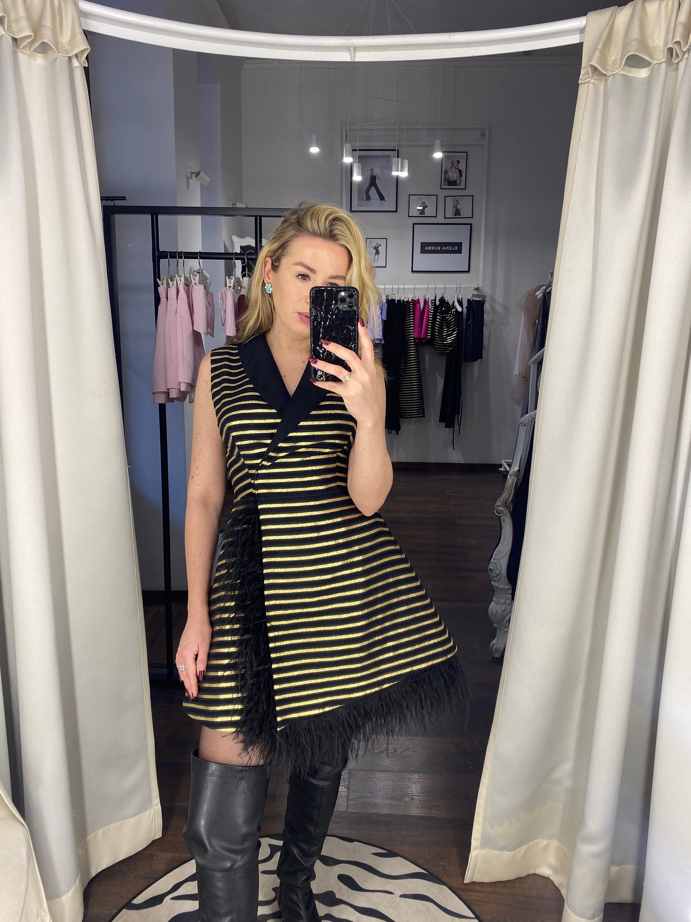 Black and Gold Striped Dress Etsy