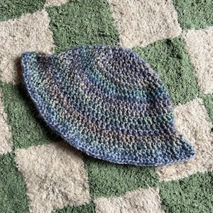 Bucket has “Soft ocean” | Crochet bucket hat