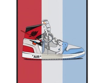 Off White Air Jordan 1 Sneaker Poster Print | Wall Art, Sneakerhead, Nike Swoosh, Minimalist