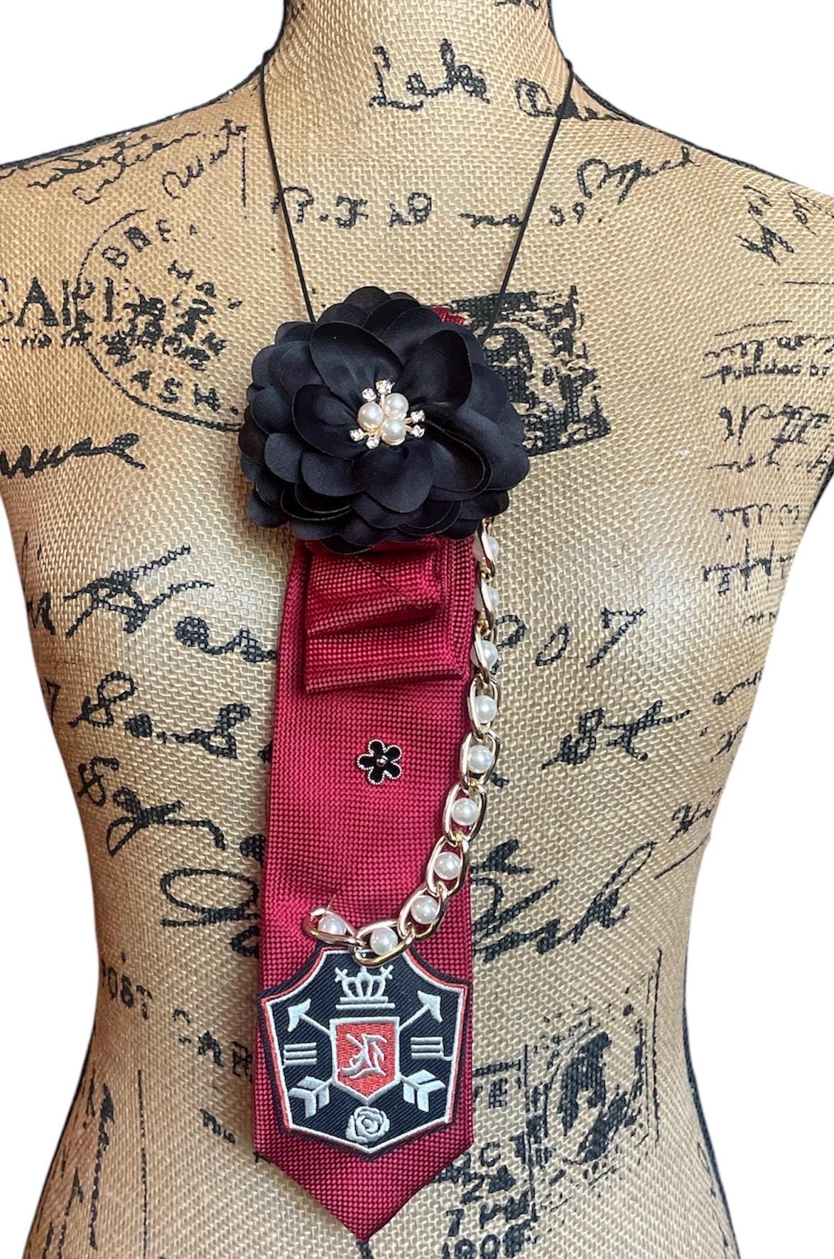 Red Pearl Necklace Tie - Etsy display picture 1