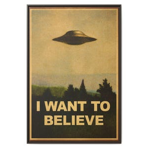 I Want to Believe Poster, UFO Wall Art Printable, Vintage X-Files Decor, Alien Sci Fi Art, Retro Pop Culture Print, Digital Download