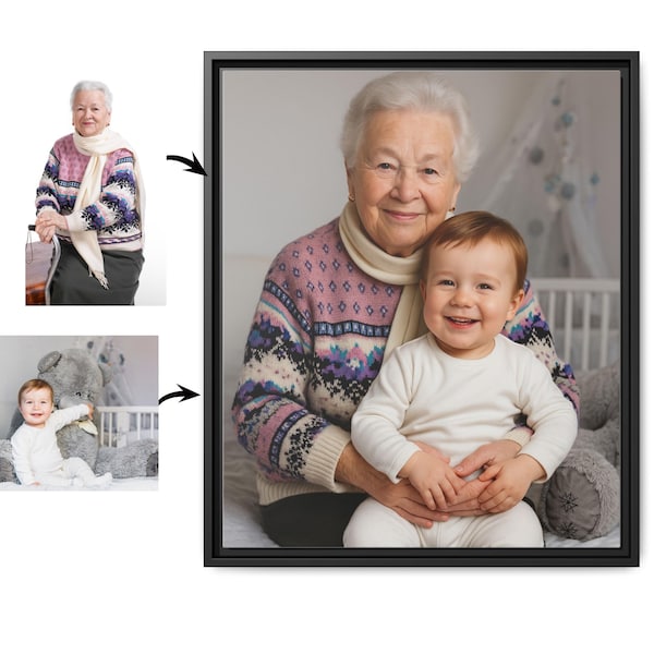 Add Deceased Loved One to Photo – Custom Memorial Portrait Gift– Realistic Family Keepsake