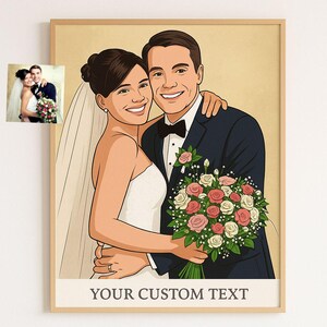Benutzerdefinierte Hochzeitsporträt | Paar Illustration vom Foto | Digitales Brautgeschenk für Sie und Ihn