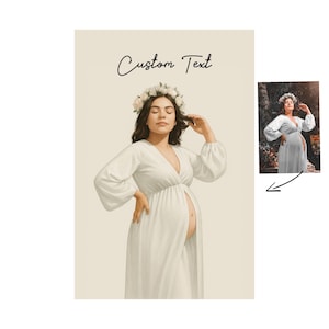 Retrato de embarazo personalizado a partir de una foto - Regalo de maternidad personalizado - Descarga digital, póster o impresión en lienzo - Arte mural para futuras mamás