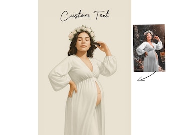 Portrait de grossesse personnalisé à partir d'une photo - cadeau de maternité personnalisé - téléchargement numérique, poster ou impression sur toile - oeuvre d'art murale future maman