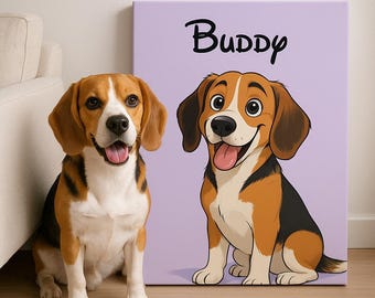 Custom Beagle Portrait: Cartoon Dog Art, Personalized Pet Gift