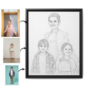 Custom Family Portrait Illustration: Realistic Pencil Sketch (Digital File Available