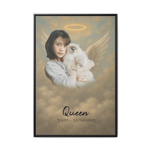 Custom Pet Memorial Portrait Gift – Angel Wings Pet Loss Gift – Personalized Tribute - Digital File