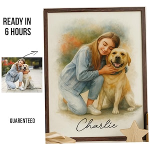 Custom Girl and Dog Portrait: Personalized Pet Wall Art (Digital Download)
