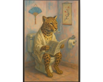 Funny Leopard Bathroom Art, Quirky Animal Print (Digital Download)