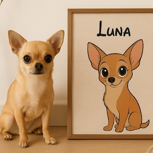 Custom Dog Portrait From Photo - Personalized Cartoon Style Pet Art | Digital Download, Poster or Canvas Gift for Dog Lovers