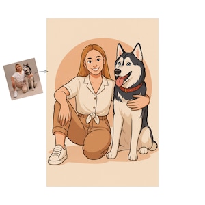 Custom Cartoon Pet Portrait – Fun Personalized Dog & Owner Illustration | Digital, Poster or Canvas Gift