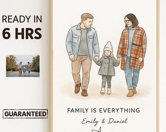 Custom Watercolor Family Portrait: Personalized Digital Art (Printable)