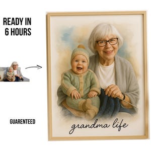 Personalized Grandma & Baby Portrait: Custom Memorial Art (Digital Download
