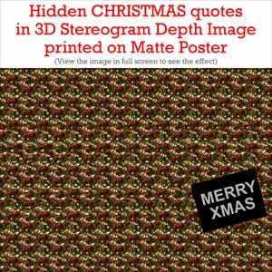 Hidden Christmas Quote in 3D Stereogram Printed Matte Poster - 3D phrase without glasses - Magic Eye words - Depth illusion text image
