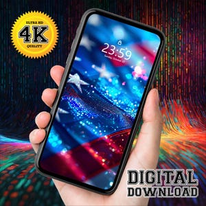 USA Flag Colors 4K Mobile Wallpaper | iPhone & Android Lock/Home Screen Background | High Quality Digital Download Smartphone Screen Art