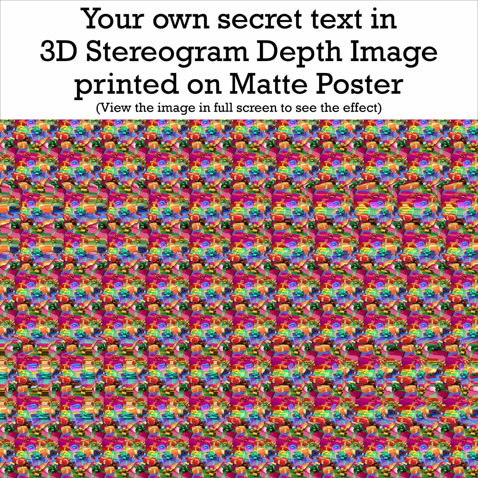 Your Own Secret Text in 3D Stereogram Printed Matte Poster 3D Phrase — free download