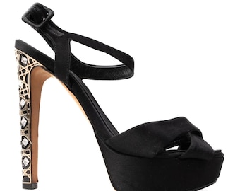 Sandalias vintage Dior con plataforma y tacón cannage, tallas 36,6 y 37 (EE. UU., talla 6 y 7).