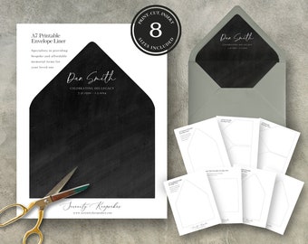 Envelope Liners Bundle | Marble Serenity | Canva Template | Celebration of Life | Stationary set |  Customizable Template | F30