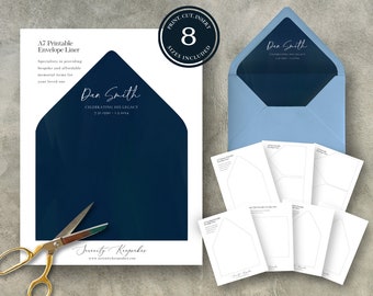 Envelope Liners Bundle | Sapphire Reverence  | Canva Template | Celebration of Life | Stationary set |  Customizable Template | F14