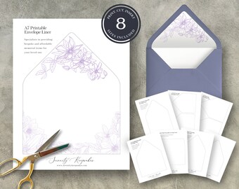 Envelope Liners Bundle | Peaceful Blooms | Canva Template | Celebration of Life | Stationary set |  Customizable Template | F07