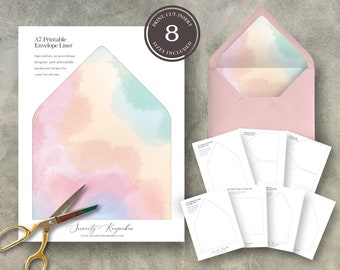 Envelope Liners Bundle | Rainbow Reflections | Canva Template | Celebration of Life | Stationary set |  Customizable Template | F22