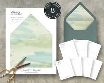 Envelope Liners Bundle | Garden Grace  | Canva Template | Celebration of Life | Stationary set |  Customizable Template | F09